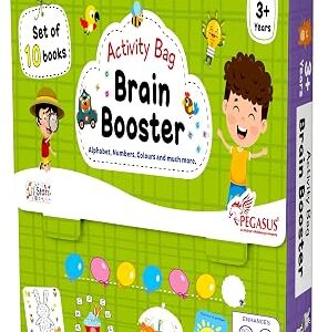 brain booster activity bag for kids & children |set of 10 books| dot to dot,look & find,how many,mazes,difference,reasoning,sort,word search,jumble
